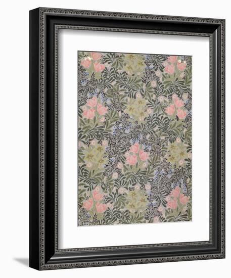 Wallpaper design with Tulips, Daisies and Honeysuckle-William Morris-Framed Giclee Print