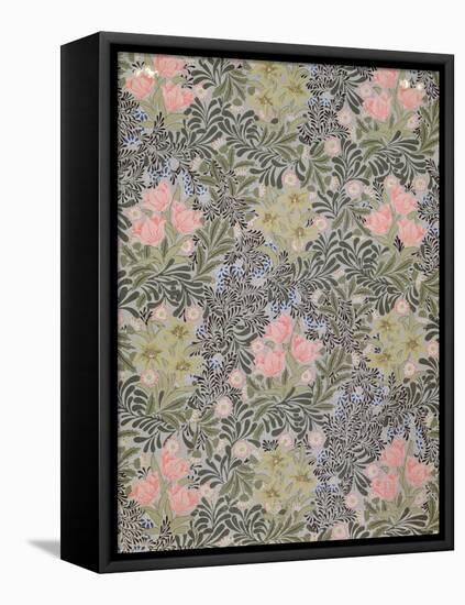 Wallpaper design with Tulips, Daisies and Honeysuckle-William Morris-Framed Premier Image Canvas