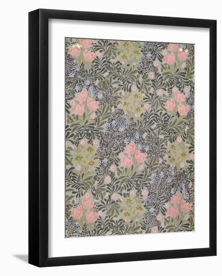 Wallpaper design with Tulips, Daisies and Honeysuckle-William Morris-Framed Giclee Print