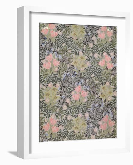 Wallpaper design with Tulips, Daisies and Honeysuckle-William Morris-Framed Giclee Print