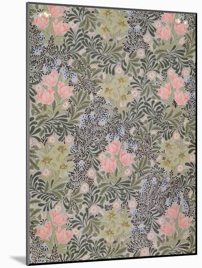 Wallpaper design with Tulips, Daisies and Honeysuckle-William Morris-Mounted Giclee Print