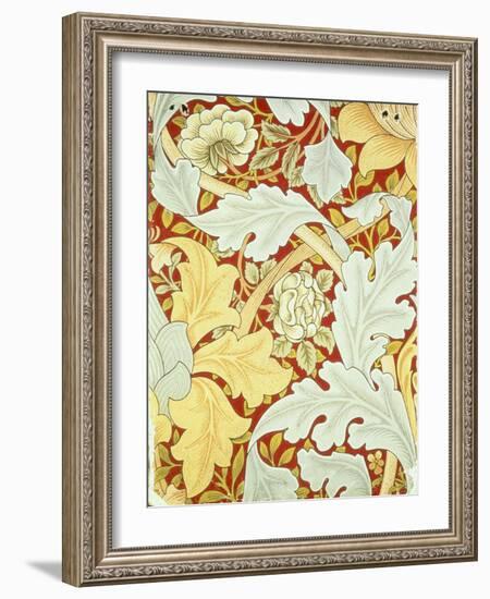 Wallpaper with Acanthus Leaves and Wild Roses on a Crimson Background Designed by William Morris (1-William Morris-Framed Giclee Print