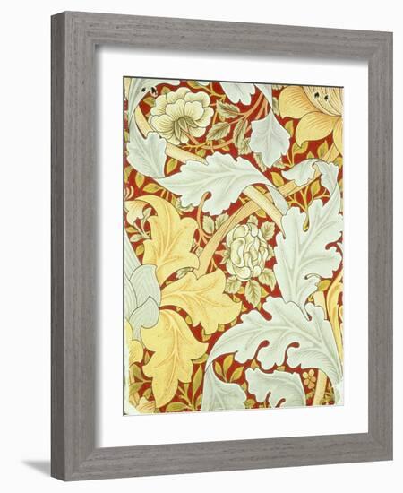 Wallpaper with Acanthus Leaves and Wild Roses on a Crimson Background Designed by William Morris (1-William Morris-Framed Giclee Print