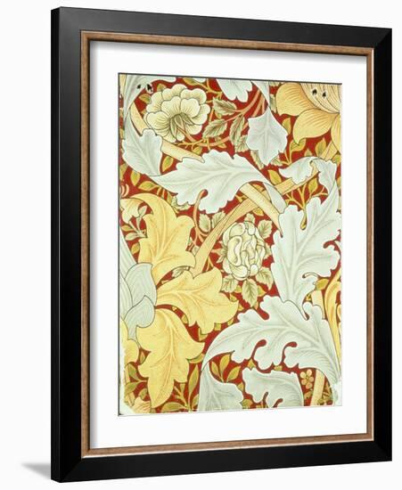 Wallpaper with Acanthus Leaves and Wild Roses on a Crimson Background Designed by William Morris (1-William Morris-Framed Giclee Print