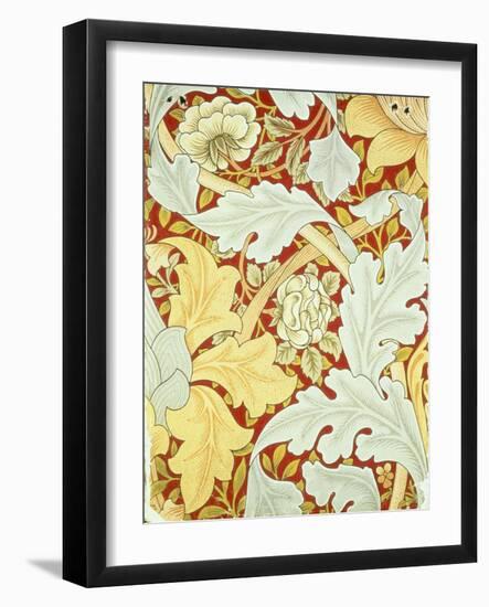 Wallpaper with Acanthus Leaves and Wild Roses on a Crimson Background Designed by William Morris (1-William Morris-Framed Giclee Print