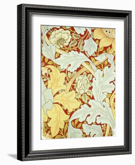 Wallpaper with Acanthus Leaves and Wild Roses on a Crimson Background Designed by William Morris (1-William Morris-Framed Giclee Print