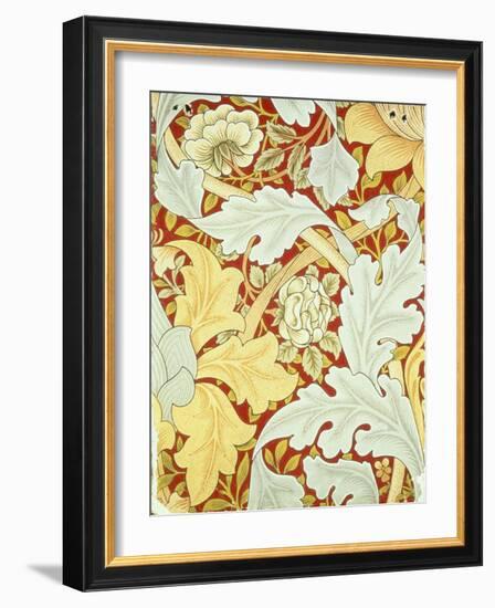 Wallpaper with Acanthus Leaves and Wild Roses on a Crimson Background Designed by William Morris (1-William Morris-Framed Giclee Print