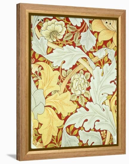 Wallpaper with Acanthus Leaves and Wild Roses on a Crimson Background Designed by William Morris (1-William Morris-Framed Premier Image Canvas
