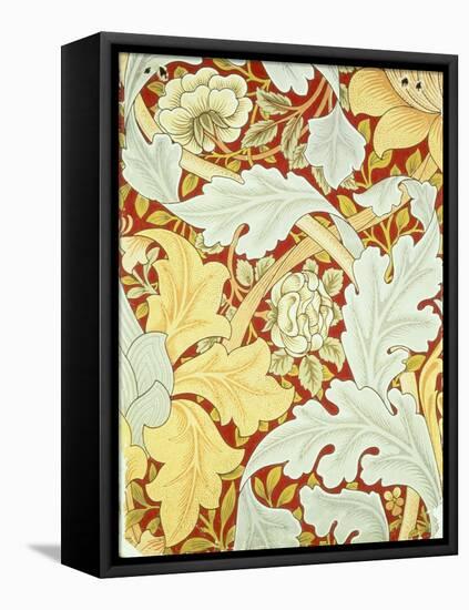 Wallpaper with Acanthus Leaves and Wild Roses on a Crimson Background Designed by William Morris (1-William Morris-Framed Premier Image Canvas