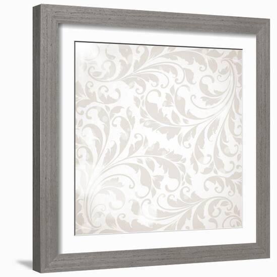 Wallpaper with Floral Ornament with Leafs and Flowers for Vintage Design-Ozerina Anna-Framed Art Print