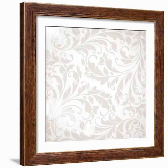 Wallpaper with Floral Ornament with Leafs and Flowers for Vintage Design-Ozerina Anna-Framed Art Print