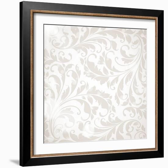 Wallpaper with Floral Ornament with Leafs and Flowers for Vintage Design-Ozerina Anna-Framed Art Print