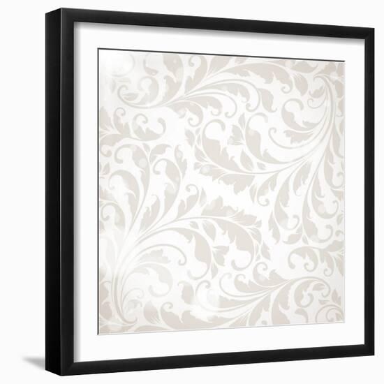 Wallpaper with Floral Ornament with Leafs and Flowers for Vintage Design-Ozerina Anna-Framed Art Print