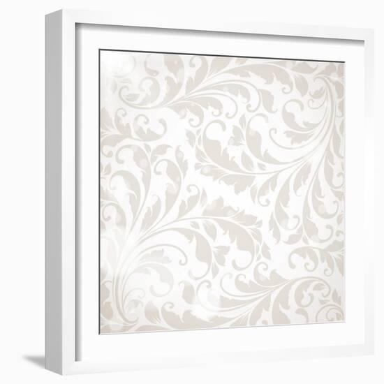 Wallpaper with Floral Ornament with Leafs and Flowers for Vintage Design-Ozerina Anna-Framed Art Print