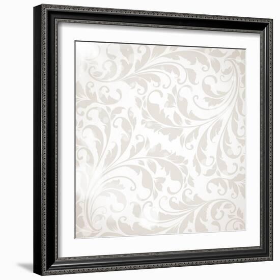 Wallpaper with Floral Ornament with Leafs and Flowers for Vintage Design-Ozerina Anna-Framed Art Print