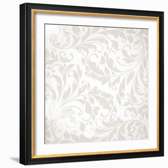 Wallpaper with Floral Ornament with Leafs and Flowers for Vintage Design-Ozerina Anna-Framed Art Print