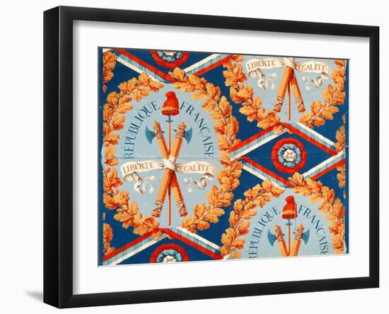 Wallpaper with French Revolutionary Symbols, 30th June 1793 (Coloured Engraving)-French-Framed Giclee Print