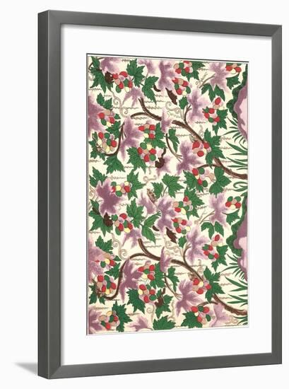 Wallpaper with Fruits and Leaves-null-Framed Art Print