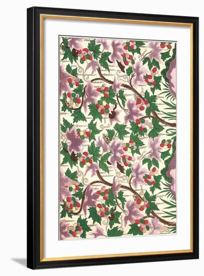 Wallpaper with Fruits and Leaves-null-Framed Art Print