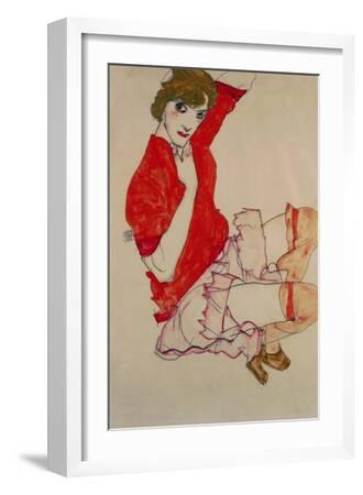Wally in Red Blouse with Raised Knees, 1913' Giclee Print - Egon Schiele |  Art.com