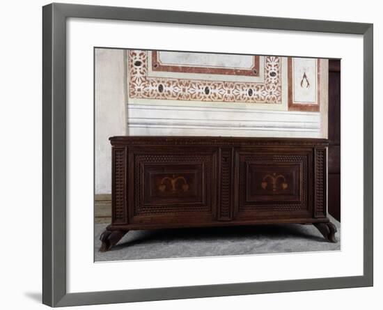 Walnut Chest, Vertemate Franchi Palace, Piuro, Lombardy, Italy, 16th Century-null-Framed Giclee Print