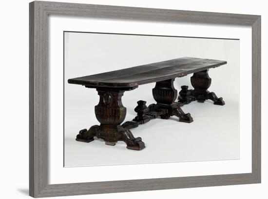 Walnut Table with Ace of Clubs Legs and Runner Feet, Circa 1550, Italy, 16th Century-null-Framed Giclee Print