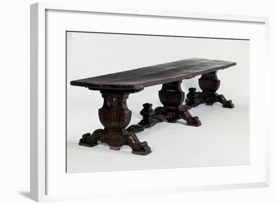 Walnut Table with Ace of Clubs Legs and Runner Feet, Circa 1550, Italy, 16th Century-null-Framed Giclee Print