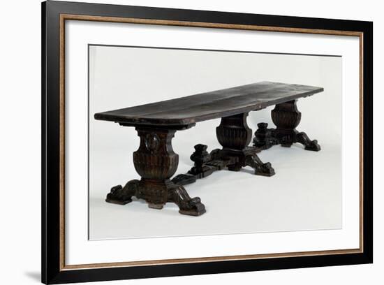 Walnut Table with Ace of Clubs Legs and Runner Feet, Circa 1550, Italy, 16th Century-null-Framed Giclee Print