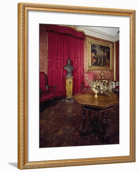 Walnut Veneer Wood Table in Pope Benedict XIV's Salon, Tozzoni Mansion, Italy-null-Framed Giclee Print