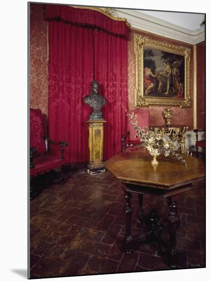 Walnut Veneer Wood Table in Pope Benedict XIV's Salon, Tozzoni Mansion, Italy-null-Mounted Giclee Print