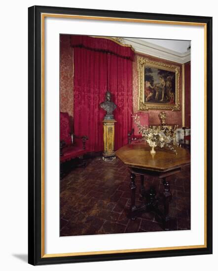 Walnut Veneer Wood Table in Pope Benedict XIV's Salon, Tozzoni Mansion, Italy-null-Framed Giclee Print