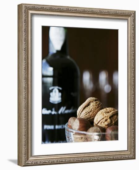 Walnuts, Hazelnuts and Bottle of Madeira-Henrik Freek-Framed Photographic Print