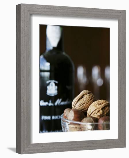 Walnuts, Hazelnuts and Bottle of Madeira-Henrik Freek-Framed Photographic Print