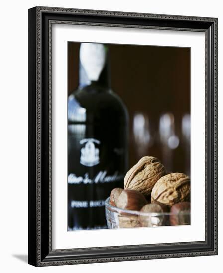 Walnuts, Hazelnuts and Bottle of Madeira-Henrik Freek-Framed Photographic Print