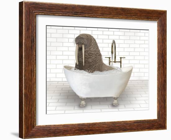 Walrus In Bathtub-Matthew Piotrowicz-Framed Art Print