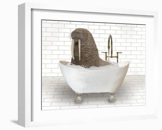 Walrus In Bathtub-Matthew Piotrowicz-Framed Art Print