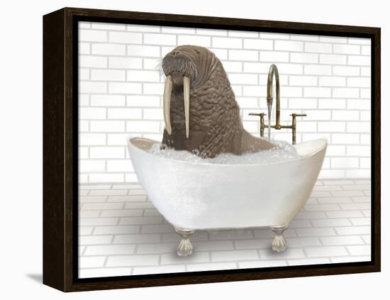 Walrus In Bathtub-Matthew Piotrowicz-Framed Stretched Canvas