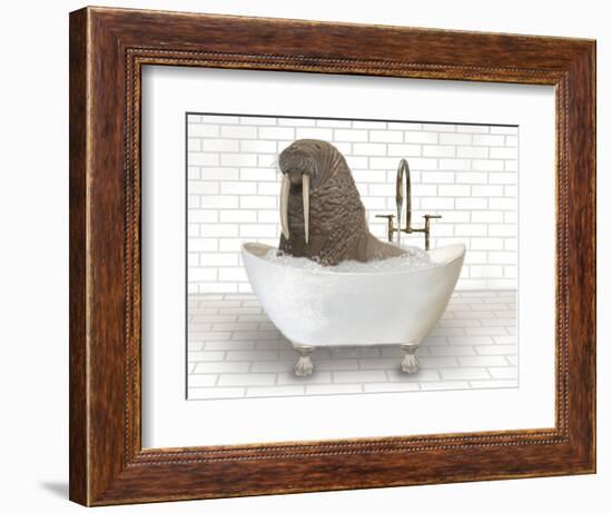 Walrus In Bathtub-Matthew Piotrowicz-Framed Premium Giclee Print