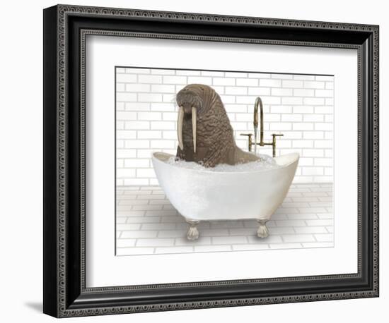 Walrus In Bathtub-Matthew Piotrowicz-Framed Premium Giclee Print