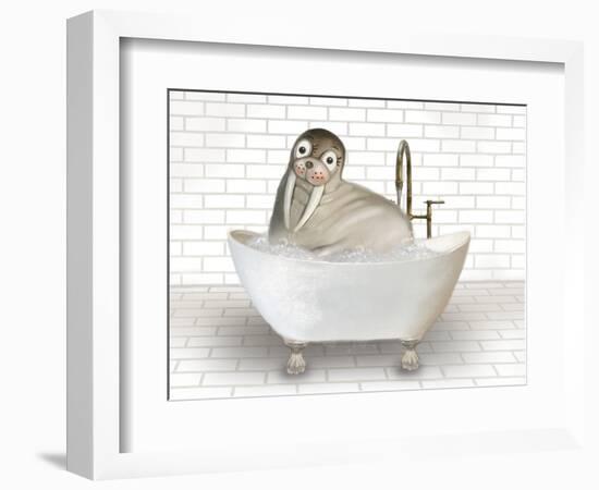 Walrus In Bathtub-Matthew Piotrowicz-Framed Premium Giclee Print