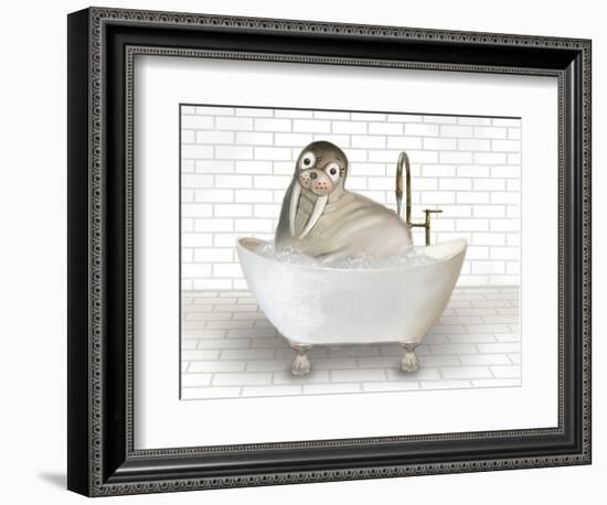 Walrus In Bathtub-Matthew Piotrowicz-Framed Premium Giclee Print