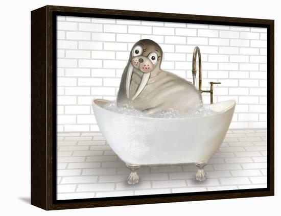 Walrus In Bathtub-Matthew Piotrowicz-Framed Stretched Canvas
