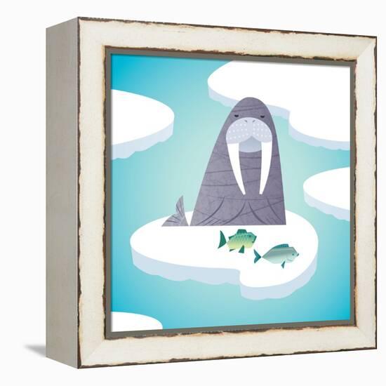 Walrus on pack ice-Harry Briggs-Framed Premier Image Canvas