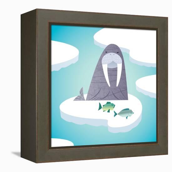 Walrus on pack ice-Harry Briggs-Framed Premier Image Canvas