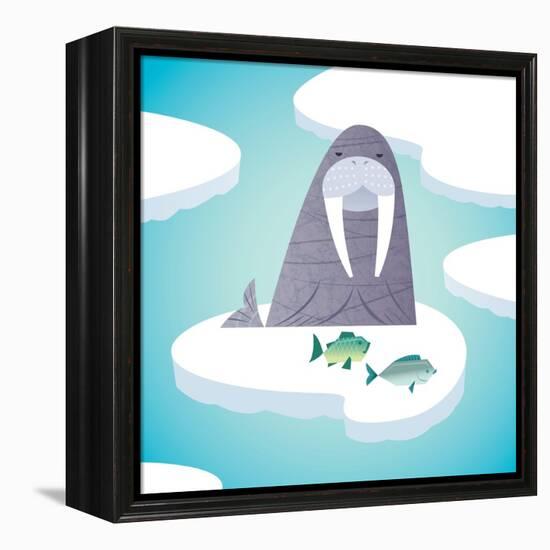 Walrus on pack ice-Harry Briggs-Framed Premier Image Canvas