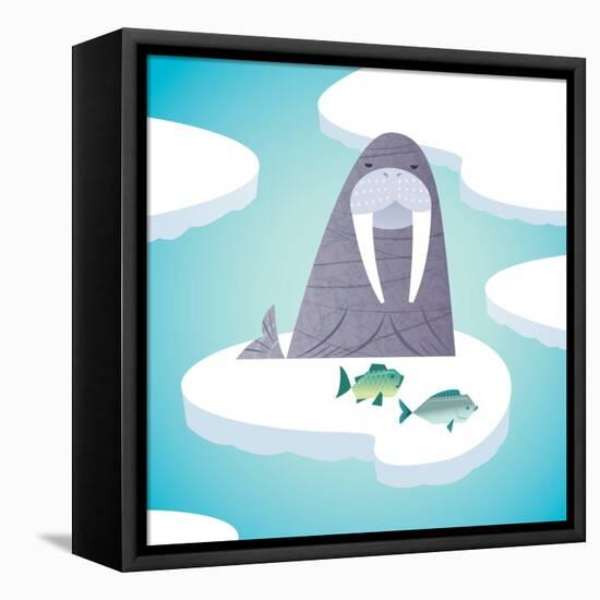 Walrus on pack ice-Harry Briggs-Framed Premier Image Canvas