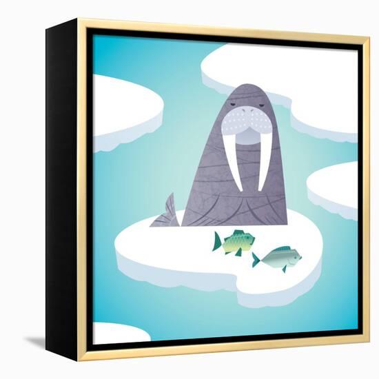 Walrus on pack ice-Harry Briggs-Framed Premier Image Canvas