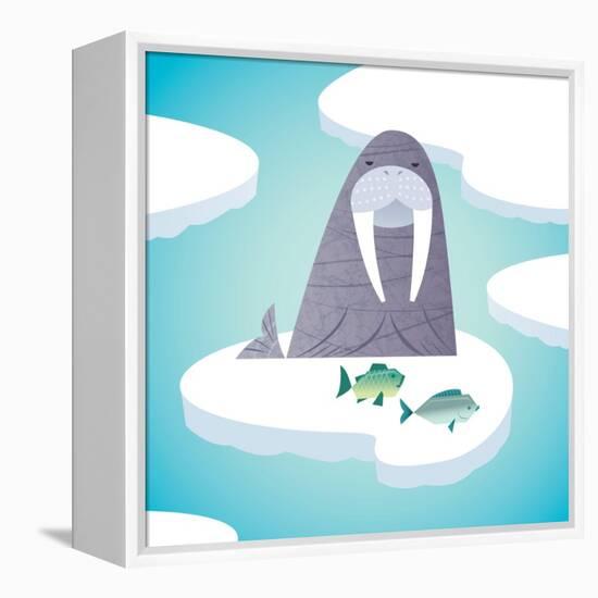 Walrus on pack ice-Harry Briggs-Framed Premier Image Canvas
