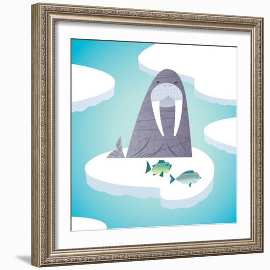 Walrus on pack ice-Harry Briggs-Framed Giclee Print