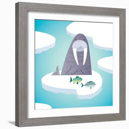 Walrus on pack ice-Harry Briggs-Framed Giclee Print